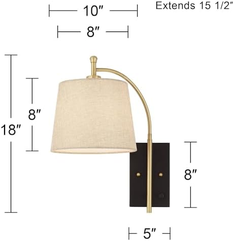 Chester Antique Brass and Black Swing Arm Wall Lamp