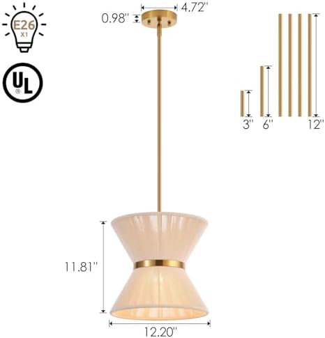Hand Woven Boho Pendant Light, White, 12.2"