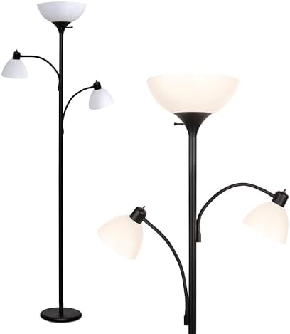 Brightech Sky Dome Double LED Floor Lamp, Black