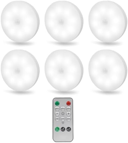Rechargeable LED Puck Lights, Motion Sensor, 6 Pack