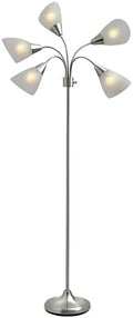 Adesso Floor Lamp, 5 Movable Shades, Brushed Steel Finish