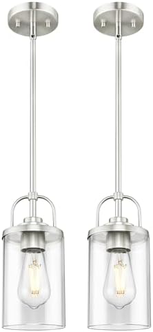 Beionxii Brushed Nickel Pendant Lights, 2 Pack