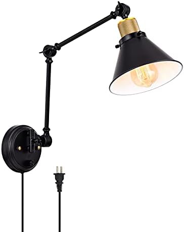 TRLIFE Dimmable Plug-in Swing Arm Wall Sconce, Two Arms