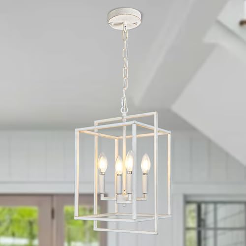 4-Light Antique White Farmhouse Chandelier