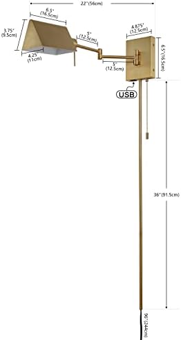 JONATHAN Y Arlo 22" Metal Swing Arm Wall Sconce, Brass Gold
