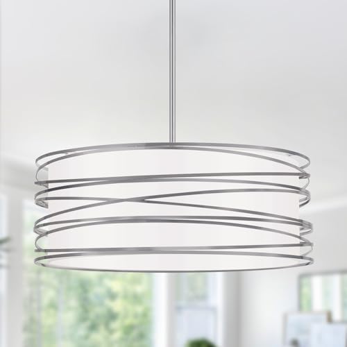 5-Light Drum Chandelier 19.7'' Brushed Nickel Industrial Light Fixture