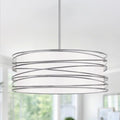 5-Light Drum Chandelier 19.7'' Brushed Nickel Industrial Light Fixture
