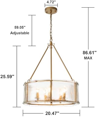 Gold Glass Drum Chandelier for Dining Room