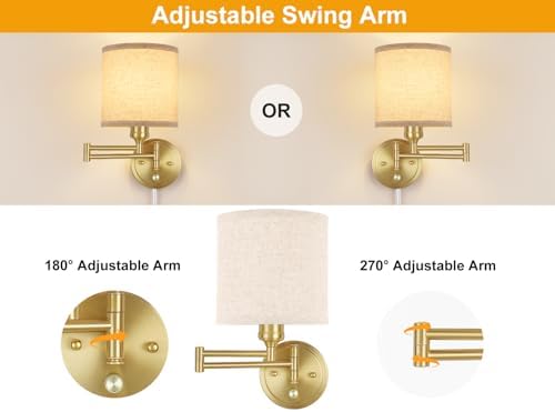 GOODATE Plug in Wall Sconces with Remote Control, Dimming & Adjustable