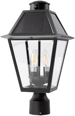LUTEC Solar Outdoor Lamp Post Light, Motion Sensor, Black