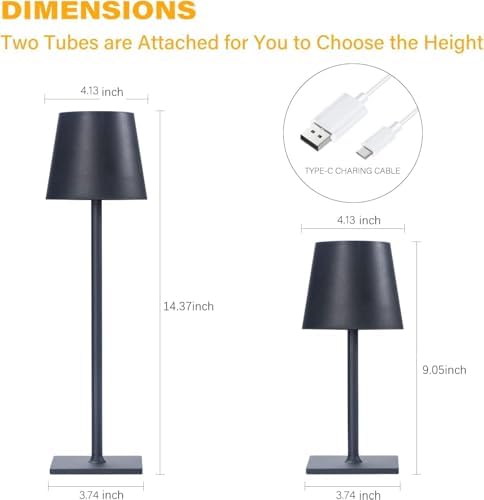 CHLORANTHUS 2 Pack Cordless Table Lamps, 3 Colors