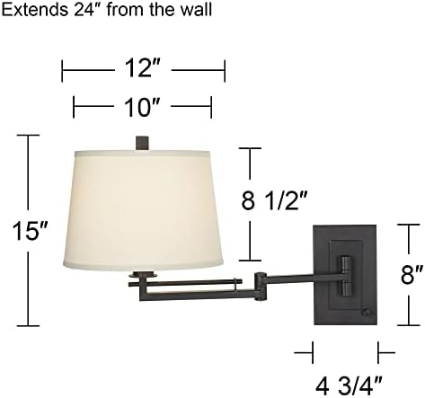 Easley 15" Bronze Plug-In Swing Arm Wall Lamp