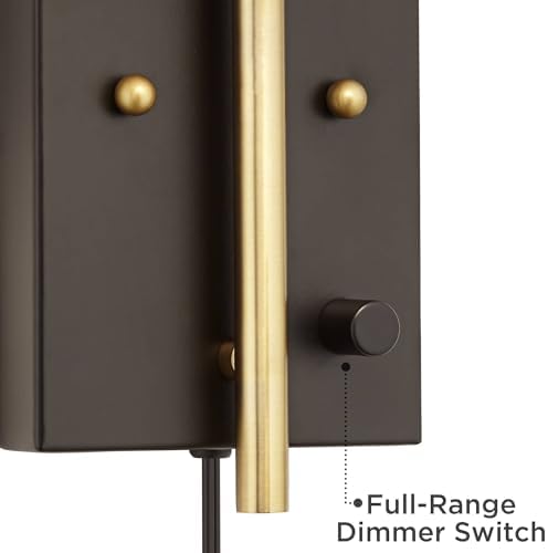 Chester Antique Brass and Black Swing Arm Wall Lamp