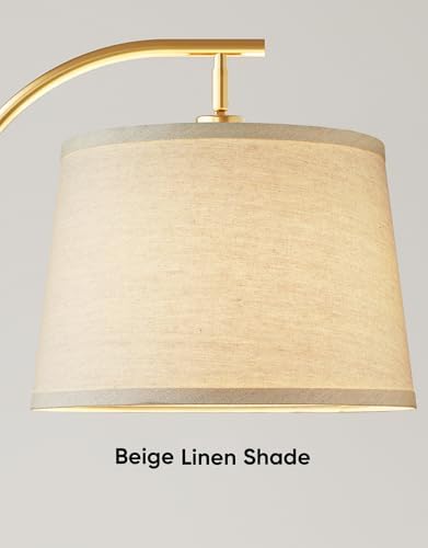Dimmable Arc Floor Lamp, 65" Tall, Gold and Walnut Color
