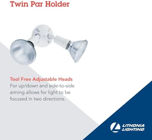 Lithonia Lighting Adjustable Twin Par Flood Light Holder, 120V, White