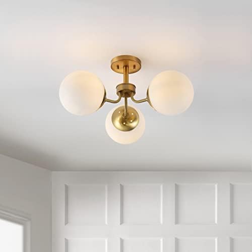 JONATHAN Y Olivier 3-Light Semi Flush Mount 23.5" Metal, Brass Gold