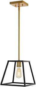 JONATHAN Y 1-Light Black and Brass Pendant Lantern