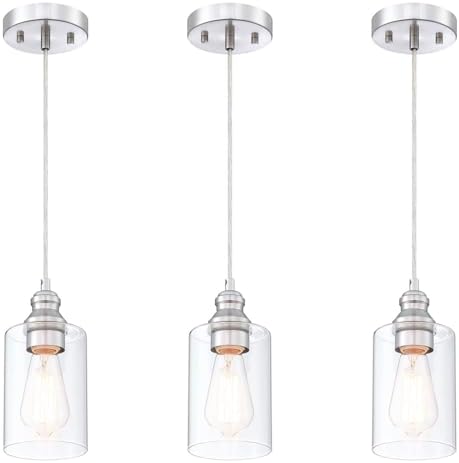 WISBEAM Pendant Light, Nickel, 3-Pack