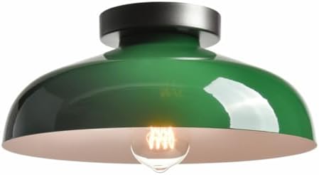 DIRYZON Industrial Green Semi Flush Mount Ceiling Light, 12-Inch