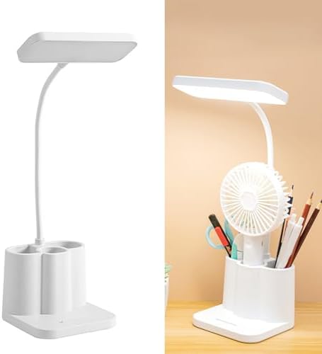 LED Desk Lamp with Pen Holder, Dimmable, Plug-In