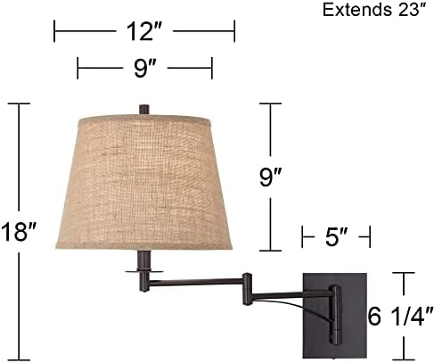 Brinly Burlap and Brown Plug-In Swing Arm Wall Lamp