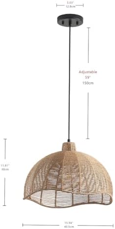 Aiwen 15.94 in 1-Light Brown Rattan Pendant Light