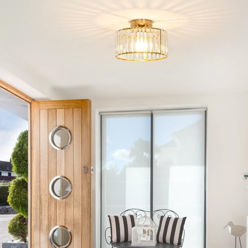 Crystal 1-Light Semi Flush Mount Ceiling Light, 11 Inch