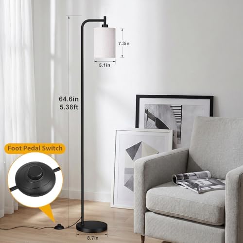 Ziisee 64" Floor Lamp with Remote Control, Beige Shade