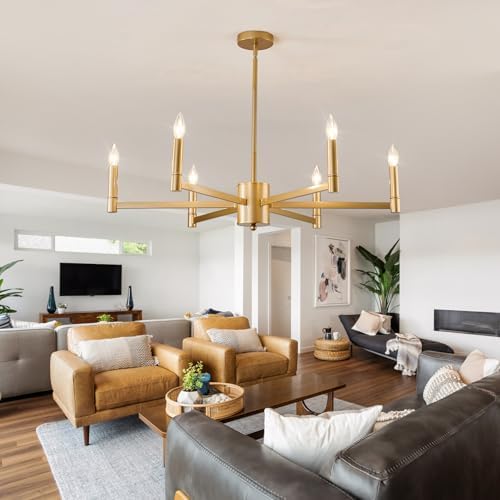 ASGYISA 6-Light Gold Candle Chandelier