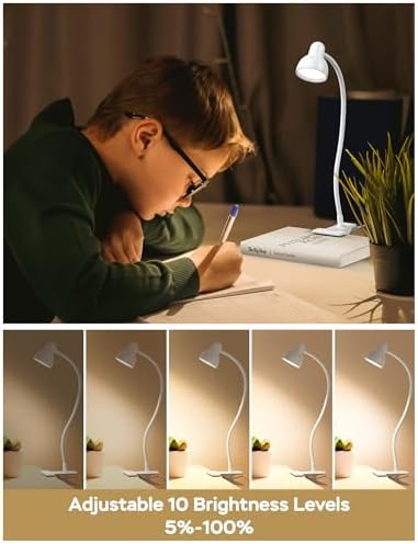 LiFMIRA Clip-On Lamp, USB Reading Light, White
