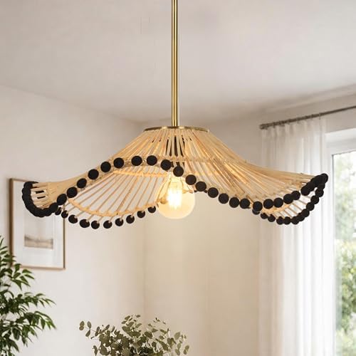 23.6" Boho Rattan Pendant Light
