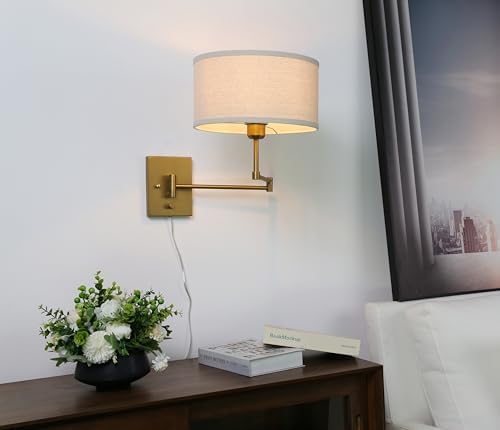 Vintage Linen Fabric Plug-in Wall Sconce