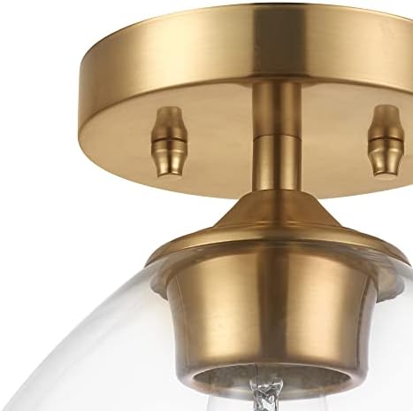 1-Light Semi-Flush Mount Ceiling Light, Clear Glass Shade