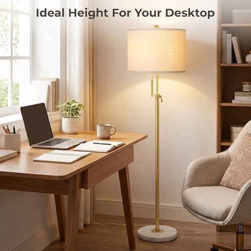 Qingmiao Gold Floor Lamp, 55"-67" Adjustable, Dimmable