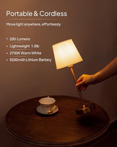 EppieBasic Gold Rechargeable Vintage Table Lamp