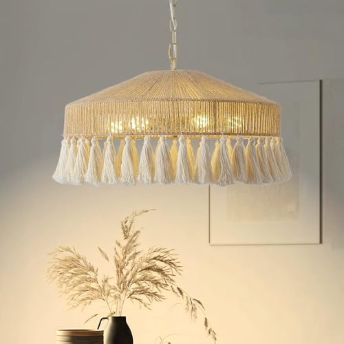 Boho Hand-Woven Rattan Chandelier Pendant Light