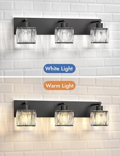 VOLISUN 3-Light Matte Black Vanity Light