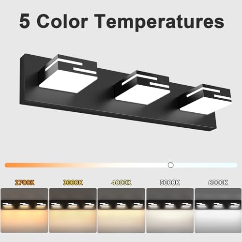 22-inch Matte Black 3-Light LED Vanity Light