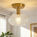 8" Black Glass Semi Flush Mount Ceiling Light