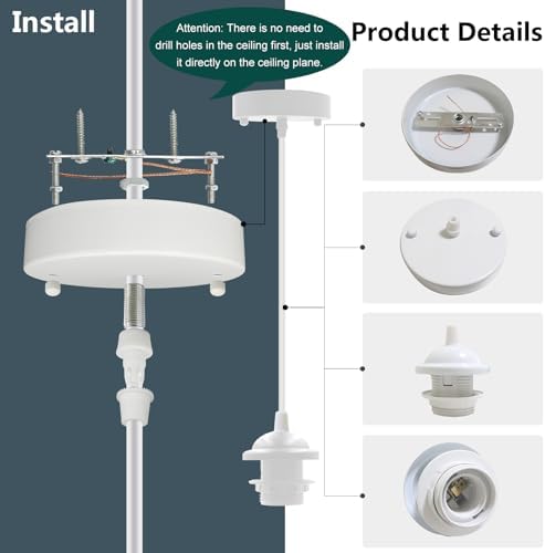 Industrial Mini Pendant Light Kit, White E26 Socket
