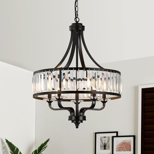 Modern Black 5-Light Crystal Chandelier