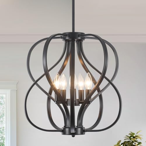 18.5 Inch 5-Light Black Chandelier