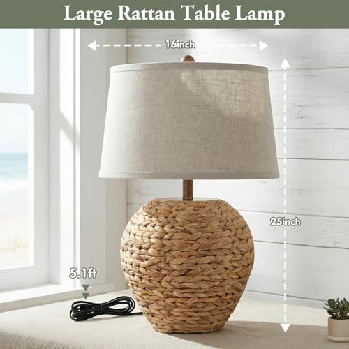 TOBUSA 25’’ Rattan Table Lamp