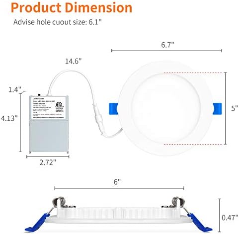 Meconard 12 Pack 6 Inch Canless LED Recessed Lighting