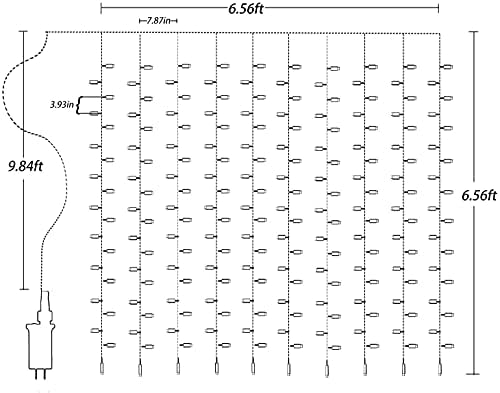 Warm White Curtain Fairy Lights, 6.6x6.6 Ft