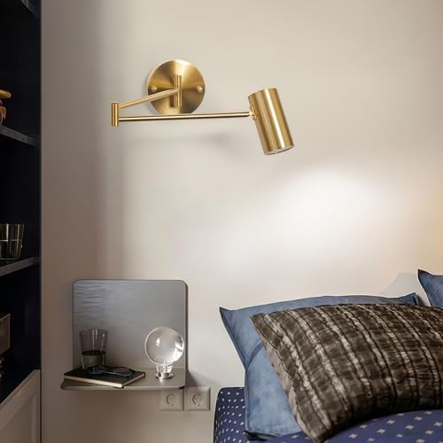 Adjustable Swing Arm 5W LED Wall Lamp, Gold