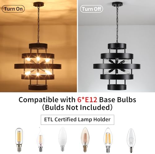 6-Light Black Industrial Farmhouse Chandelier