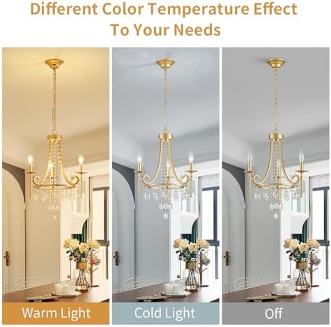 Small 3-Light Gold Crystal Chandelier