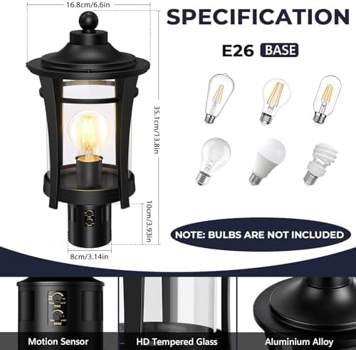 Lotsky 360° Motion Sensor Outdoor Lamp Post Light