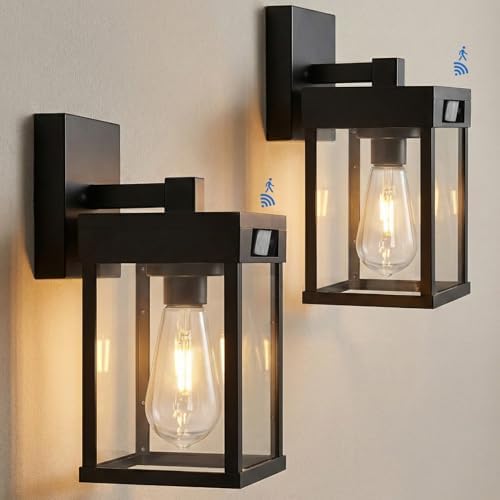 Solar Outdoor Motion Sensor Wall Lanterns, 2 Pack